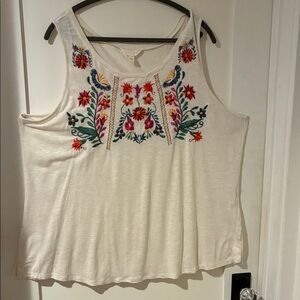 Tank with BONUS! Quality Floral Embroidery